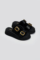 Σανδάλια flatforms δερμάτινα με τοκάδες Ragazza 01236 - Μαύρο - thefashionproject.gr - RAGAZZA