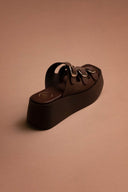 Σανδάλια flatforms δερμάτινα με τοκάδες Tfp - Καφέ - thefashionproject.gr - TFP