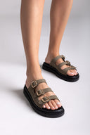 Σανδάλια flatforms δερμάτινα με τρεις φάσες Tfp