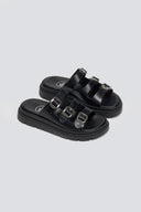 Σανδάλια flatforms δερμάτινα με τρεις φάσες Tfp