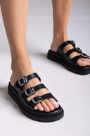 Σανδάλια flatforms δερμάτινα με τρεις φάσες Tfp