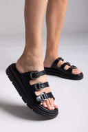 Σανδάλια flatforms δερμάτινα με τρεις φάσες Tfp