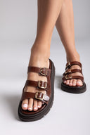 Σανδάλια flatforms δερμάτινα με τρεις φάσες Tfp