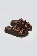 Σανδάλια flatforms δερμάτινα με τρεις φάσες Tfp