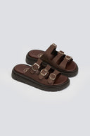 Σανδάλια flatforms δερμάτινα με τρεις φάσες Tfp