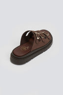 Σανδάλια flatforms δερμάτινα με τρεις φάσες Tfp