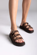 Σανδάλια flatforms δερμάτινα με τρεις φάσες Tfp