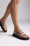 Σανδάλια flatforms δερμάτινα με τρεις φάσες Tfp