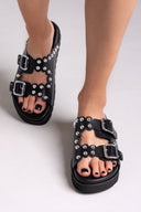 Σανδάλια flatforms δερμάτινα με τρουκς ATENEO 