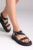 Σανδάλια flatforms δερμάτινα με τρουκς ATENEO