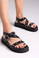 Σανδάλια flatforms δερμάτινα με τρουκς ATENEO