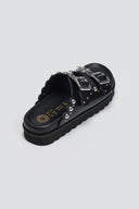 Σανδάλια flatforms δερμάτινα με τρουκς ATENEO - Μαύρο - thefashionproject.gr - ATENEO - 23668002002