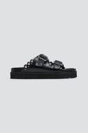 Σανδάλια flatforms δερμάτινα με τρουκς ATENEO - Μαύρο - thefashionproject.gr - ATENEO - 23668002002