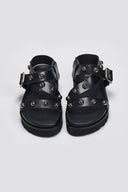 Σανδάλια flatforms δερμάτινα με τρουκς ATENEO - Μαύρο - thefashionproject.gr - ATENEO - 23669002002