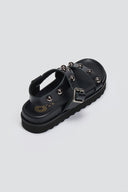 Σανδάλια flatforms δερμάτινα με τρουκς ATENEO - Μαύρο - thefashionproject.gr - ATENEO - 23669002002