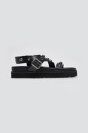 Σανδάλια flatforms δερμάτινα με τρουκς ATENEO - Μαύρο - thefashionproject.gr - ATENEO - 23669002002