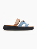 Σανδάλια flatforms δερμάτινα με τζιν φάσα tfp