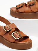 Σανδάλια flatforms δερμάτινα με velcro Iris Sandals - Ταμπά - thefashionproject.gr - IRIS