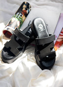 Σανδάλια flatforms δερμάτινα με velcro tfp