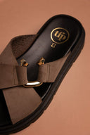 Σανδάλια flatforms δερμάτινα nubuck Tfp - Τάουπε - thefashionproject.gr - TFP - 24205035003