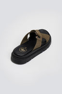 Σανδάλια flatforms δερμάτινα nubuck Tfp - Χακί - thefashionproject.gr - TFP