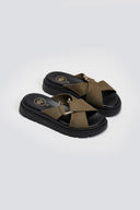 Σανδάλια flatforms δερμάτινα nubuck Tfp - Χακί - thefashionproject.gr - TFP