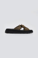 Σανδάλια flatforms δερμάτινα nubuck Tfp - Χακί - thefashionproject.gr - TFP