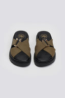 Σανδάλια flatforms δερμάτινα nubuck Tfp - Χακί - thefashionproject.gr - TFP