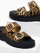 Σανδάλια flatforms δερμάτινα pony skin TFP