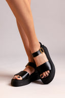 Σανδάλια flatforms δερμάτινα Ragazza 01229