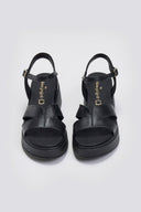Σανδάλια flatforms δερμάτινα TFP - Μαύρο - thefashionproject.gr - TFP