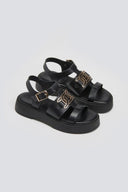 Σανδάλια flatforms δερμάτινα Tfp - Μαύρο - thefashionproject.gr - TFP - 24185002003