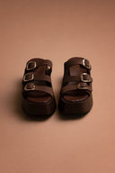 Σανδάλια flatforms δερμάτινα με τοκάδες Tfp - Καφέ