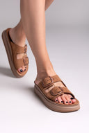 Σανδάλια flatforms δερμάτινα ZEFI FANTASY SANDALS - Κάμελ - thefashionproject.gr - FANTASY SANDALS