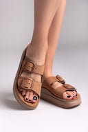 Σανδάλια flatforms δερμάτινα ZEFI FANTASY SANDALS - Κάμελ - thefashionproject.gr - FANTASY SANDALS