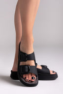 Σανδάλια flatforms δερμάτινα ZEFI FANTASY SANDALS - Μαύρο - thefashionproject.gr - FANTASY SANDALS