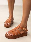 Σανδάλια flatforms gladiator δερμάτινα Estil
