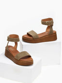 Σανδάλια flatforms καστόρινα Estil - Λαδί - thefashionproject.gr - Estil - 21344096002
