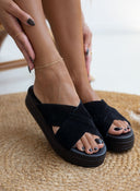 Σανδάλια flatforms καστόρινα estil - Μαύρο - thefashionproject.gr - Estil