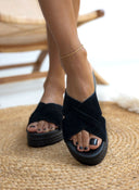 Σανδάλια flatforms καστόρινα estil - Μαύρο - thefashionproject.gr - Estil