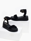 Σανδάλια flatforms καστόρινα Estil - Μαύρο - thefashionproject.gr - Estil