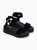 Σανδάλια flatforms καστόρινα Estil - Μαύρο - thefashionproject.gr - Estil