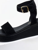 Σανδάλια flatforms καστόρινα Estil - Μαύρο - thefashionproject.gr - Estil