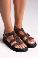 Σανδάλια flatforms καστόρινα gladiator Estil