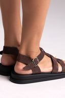 Σανδάλια flatforms καστόρινα gladiator Estil - Καφέ - thefashionproject.gr - Estil - 23973036002
