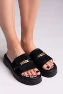Σανδάλια flatforms  καστόρινα με λουράκι iris