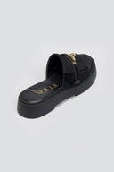 Σανδάλια flatforms καστόρινα με λουράκι Iris - Μαύρο - thefashionproject.gr - IRIS