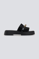 Σανδάλια flatforms καστόρινα με λουράκι Iris - Μαύρο - thefashionproject.gr - IRIS