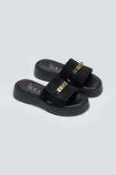 Σανδάλια flatforms καστόρινα με λουράκι Iris - Μαύρο - thefashionproject.gr - IRIS