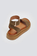 Σανδάλια flatforms καστόρινα με μπαρέτα TFP
